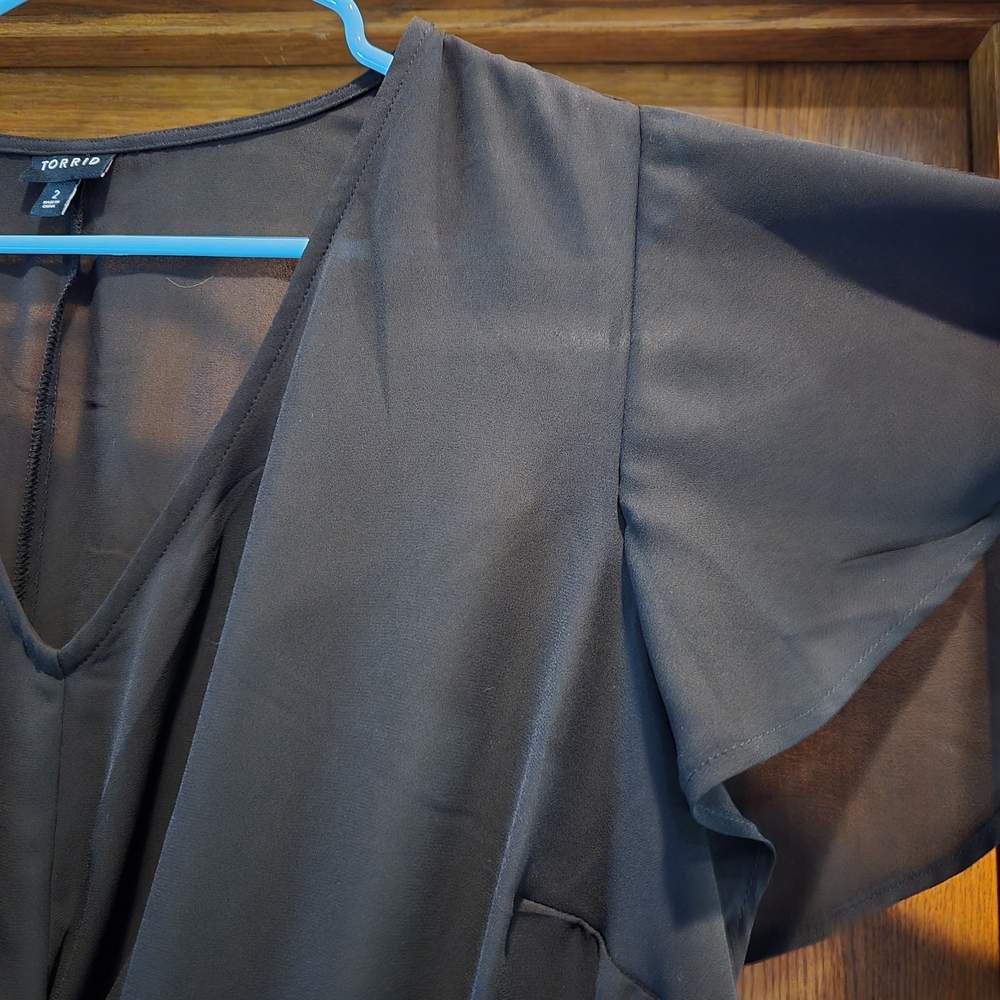 Torrid Black V-Neck Blouse - Picture 4 of 16